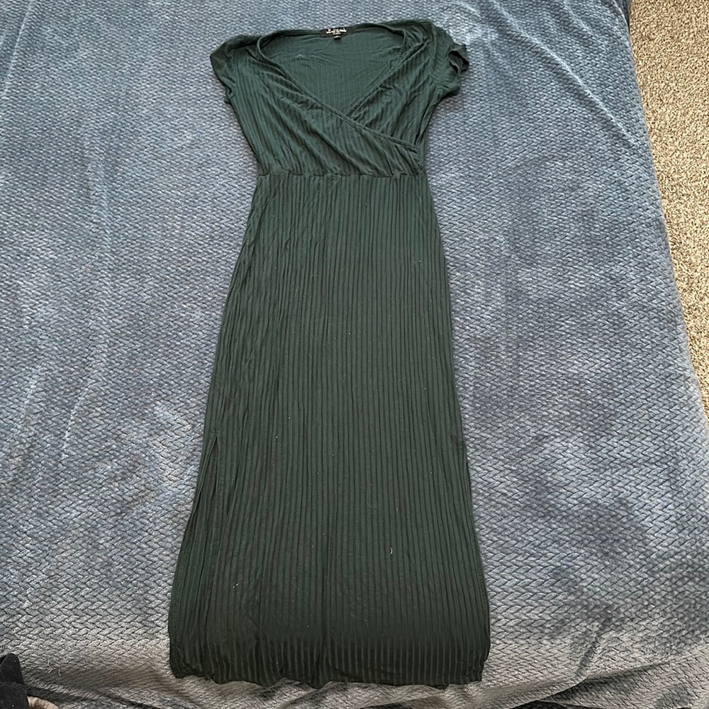 Size small- long green dress.
